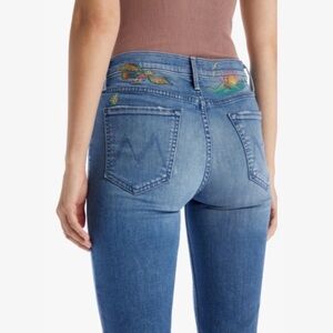 MOTHER Embroidered Dazzler Ankle Jeans
